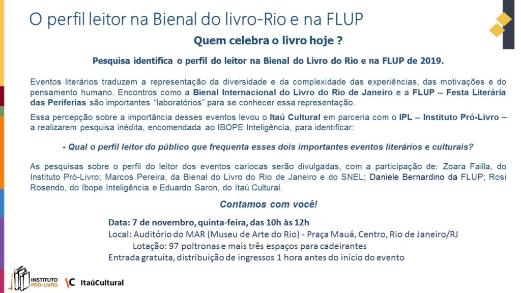 Convite para 7 de novembro, das 10h às 12h, no auditório do MAR - Praça Mauá, Centro, Rio de Janeiro.